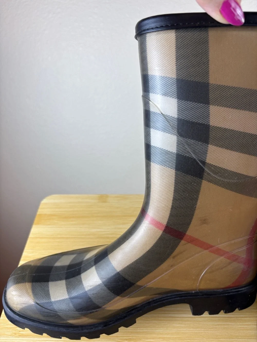 Burberry House Check Pattern Rain Boots For Women Size 38 US Size 7.5-8